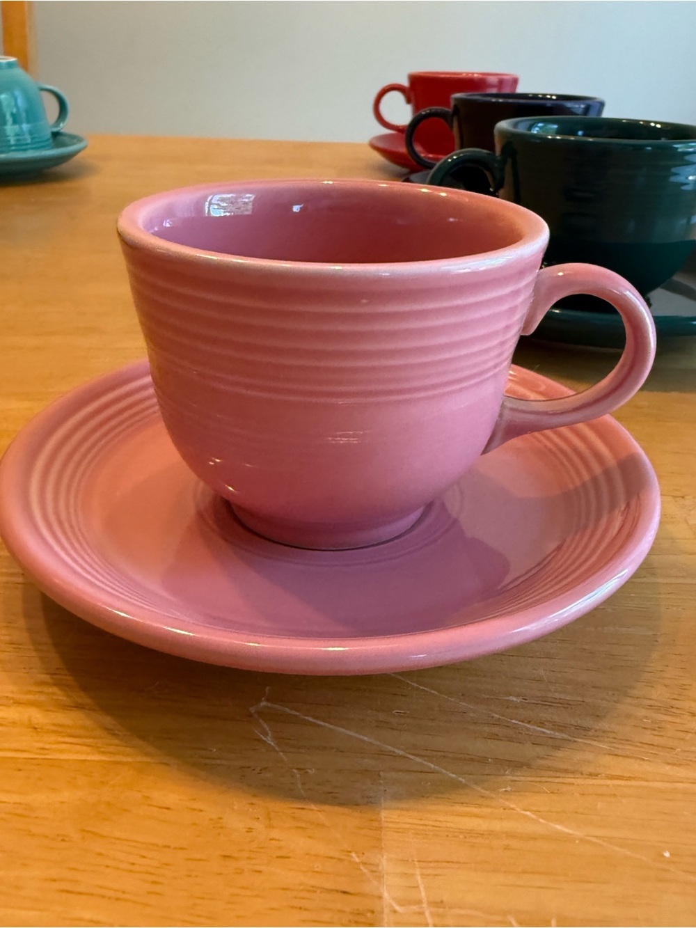 Fiesta coffee cup and saucer vintage rose pink by Homer Laughlin USA